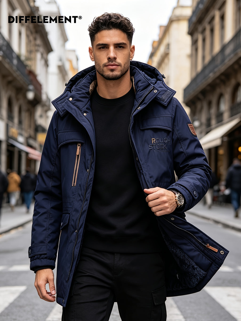 Parka matelassée pour homme, coupe-vent, à capuche