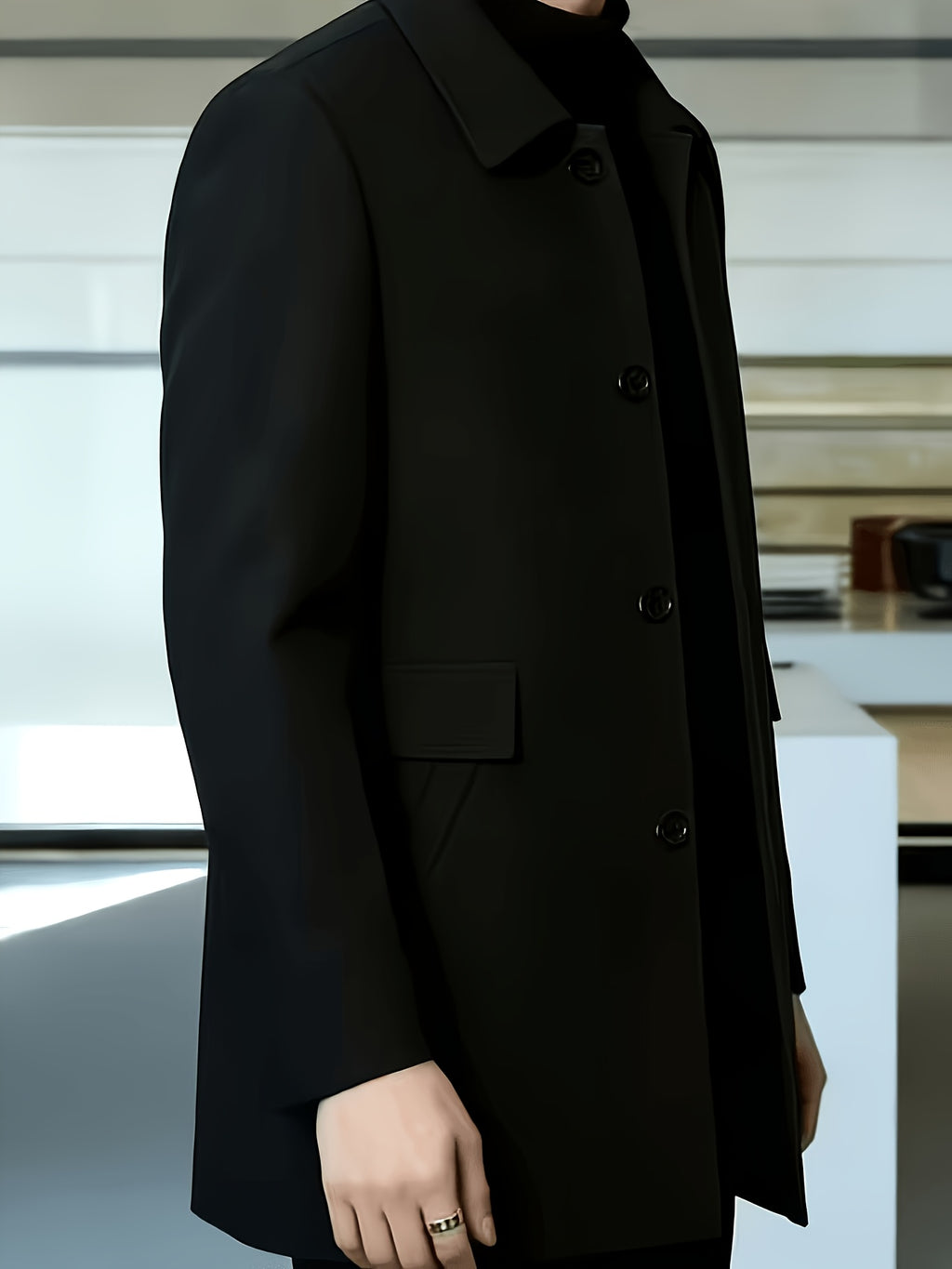 Veste pour homme, grandes tailles, à revers, gris foncé