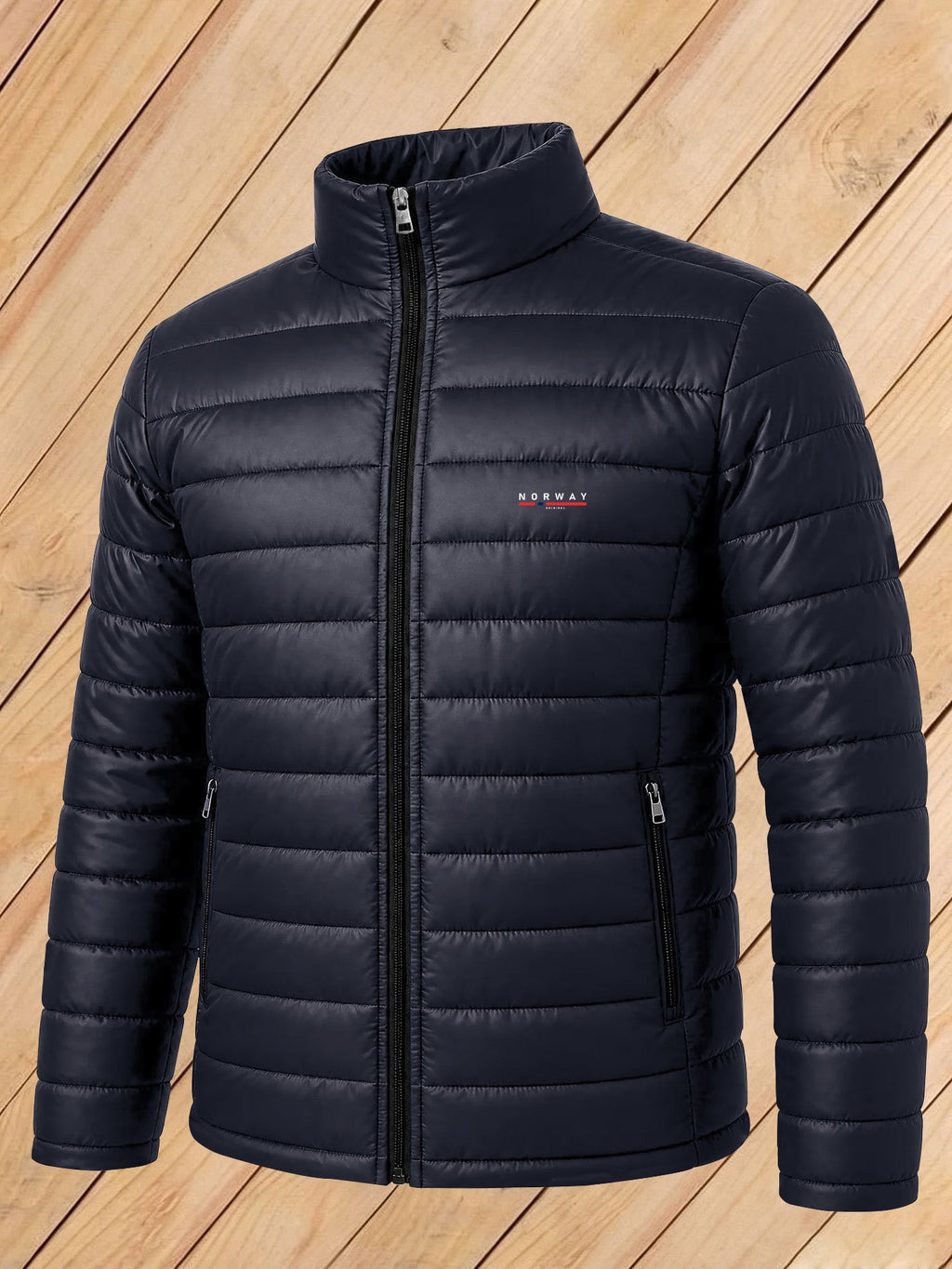 Manteau matelassé pour homme, à col montant, bleu marine