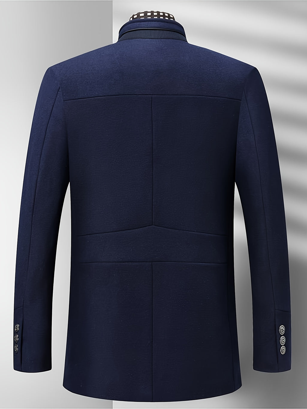 Manteau mi-long en tweed pour homme, 55 % laine, col montant