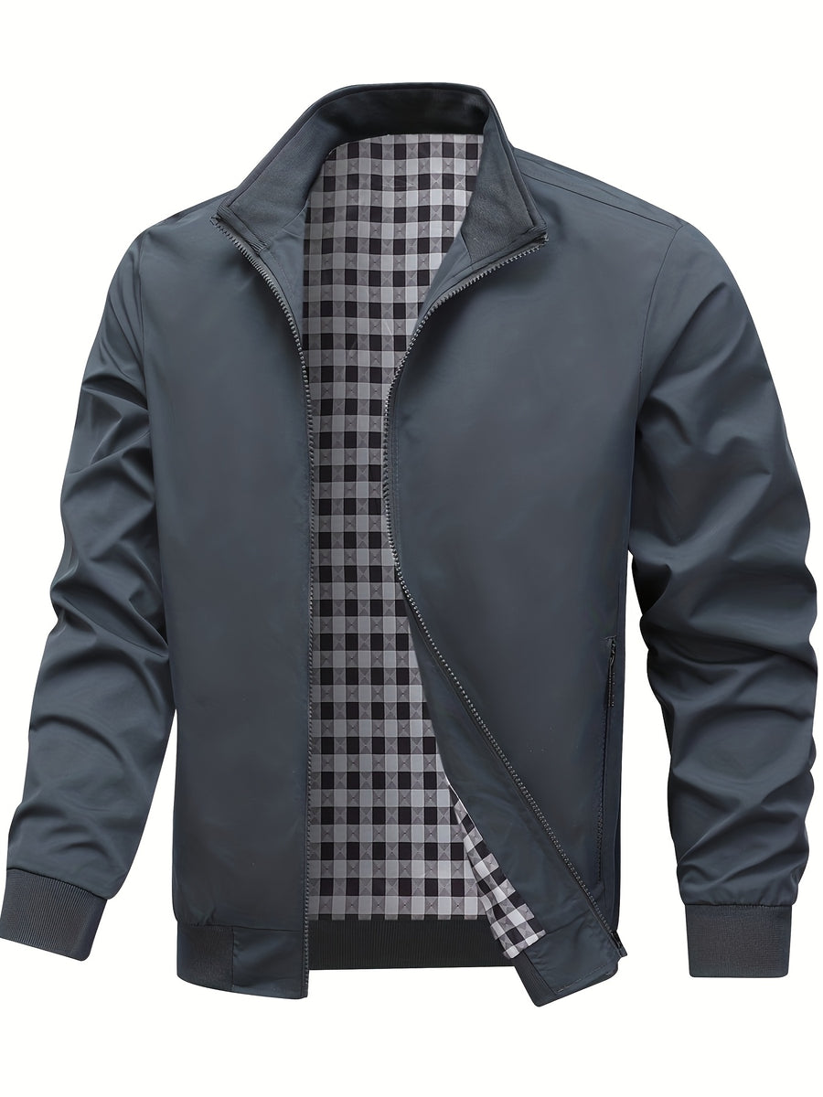 Veste, à carreaux, à col montant, noir, photo 17