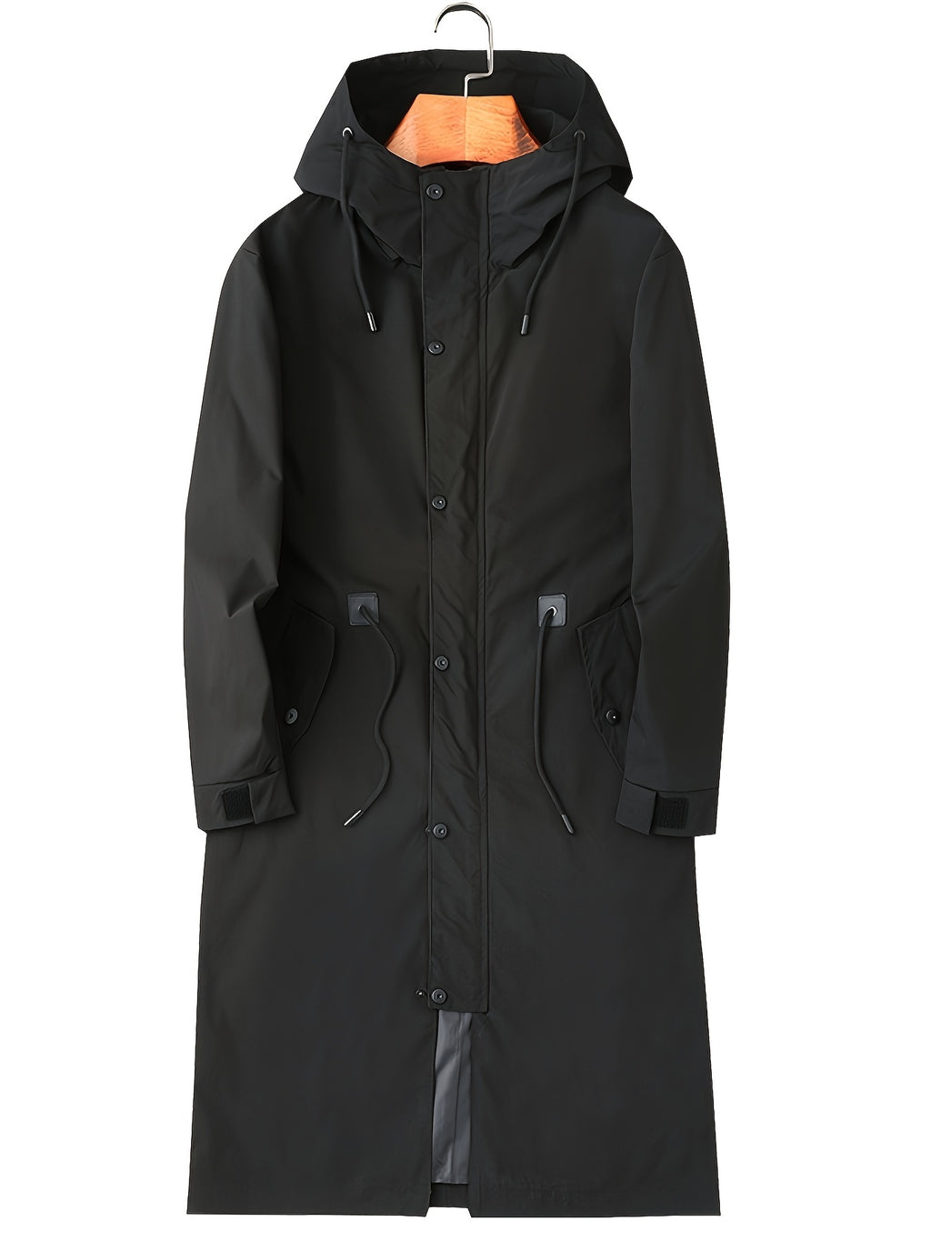 Trench long pour homme, grandes tailles, à capuche