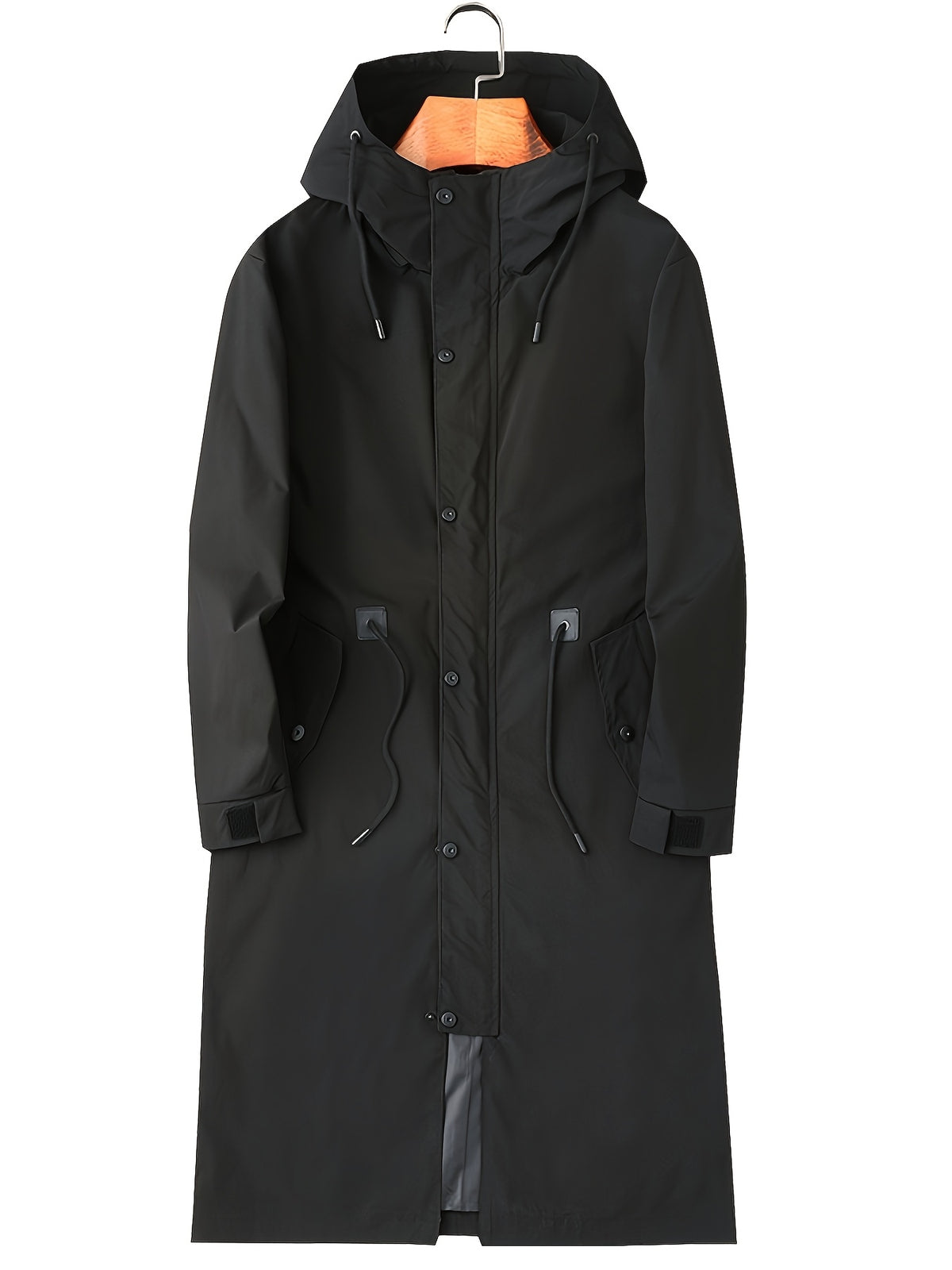 Trench long pour homme, grandes tailles, à capuche