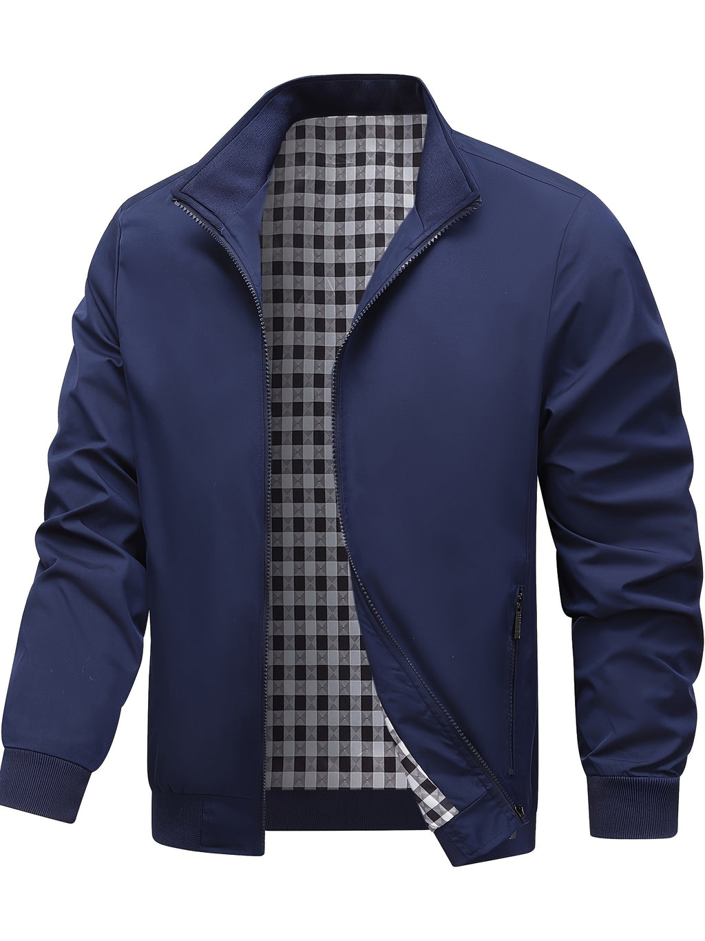 Veste, à carreaux, à col montant, noir, photo 11