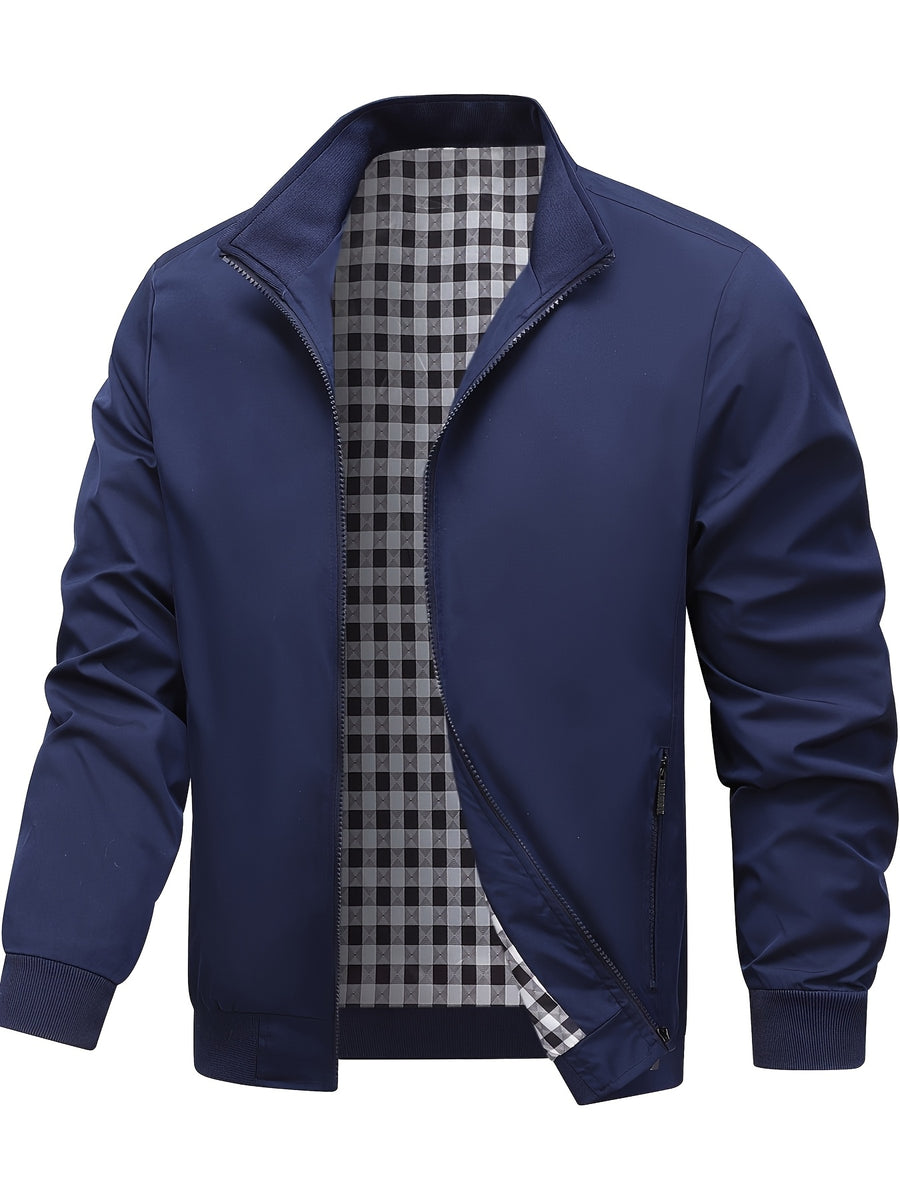 Veste, à carreaux, à col montant, noir, photo 11