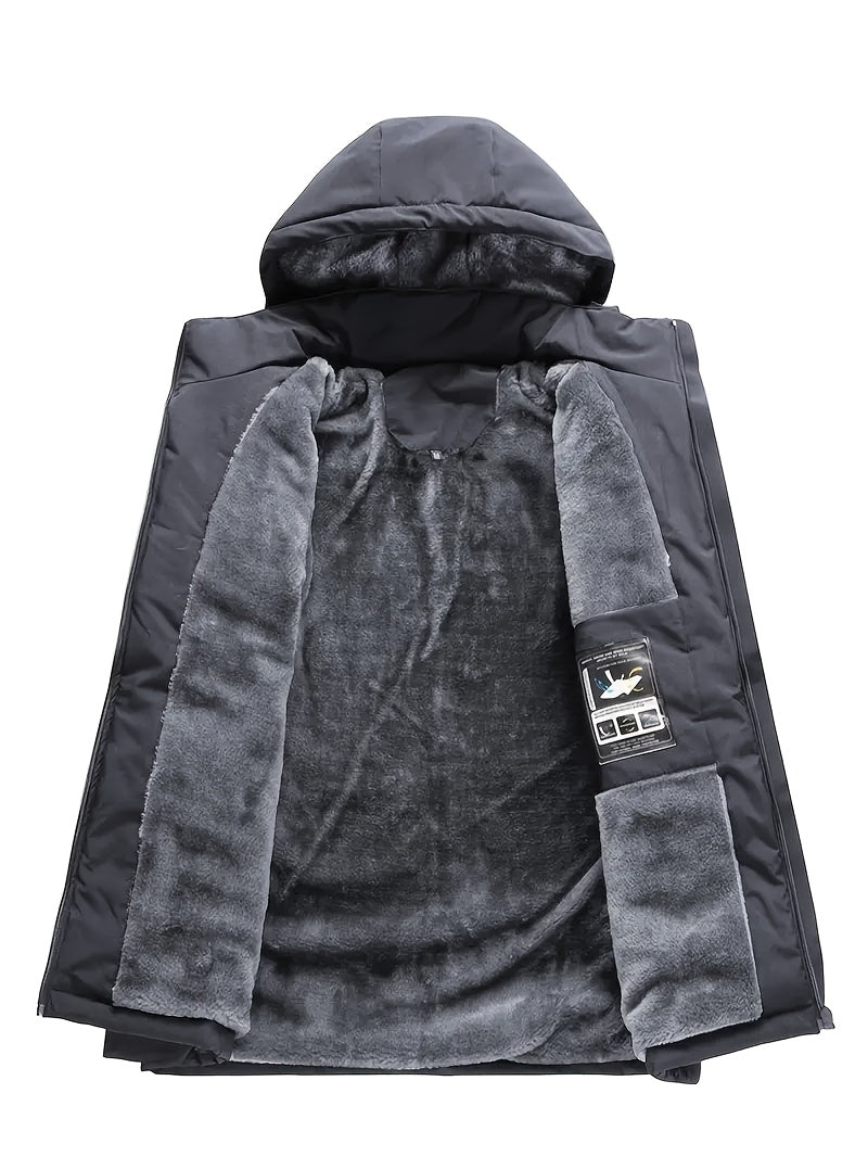 Veste matelassée pour homme, polaire, à capuche, gris foncé