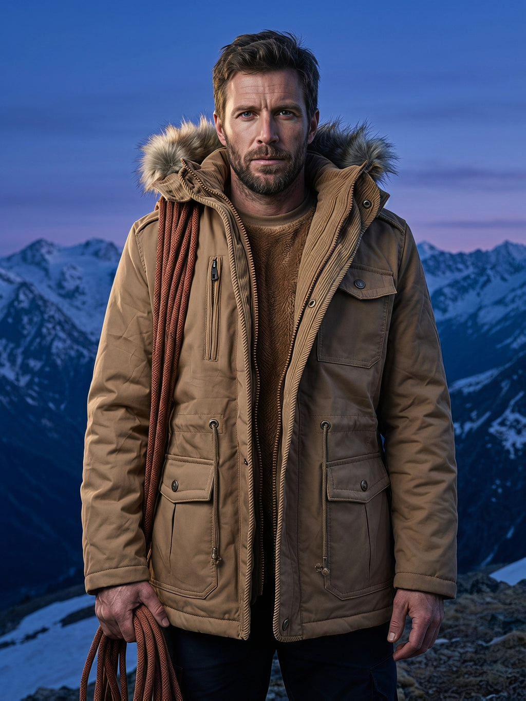 Veste pour homme, à capuche, kaki