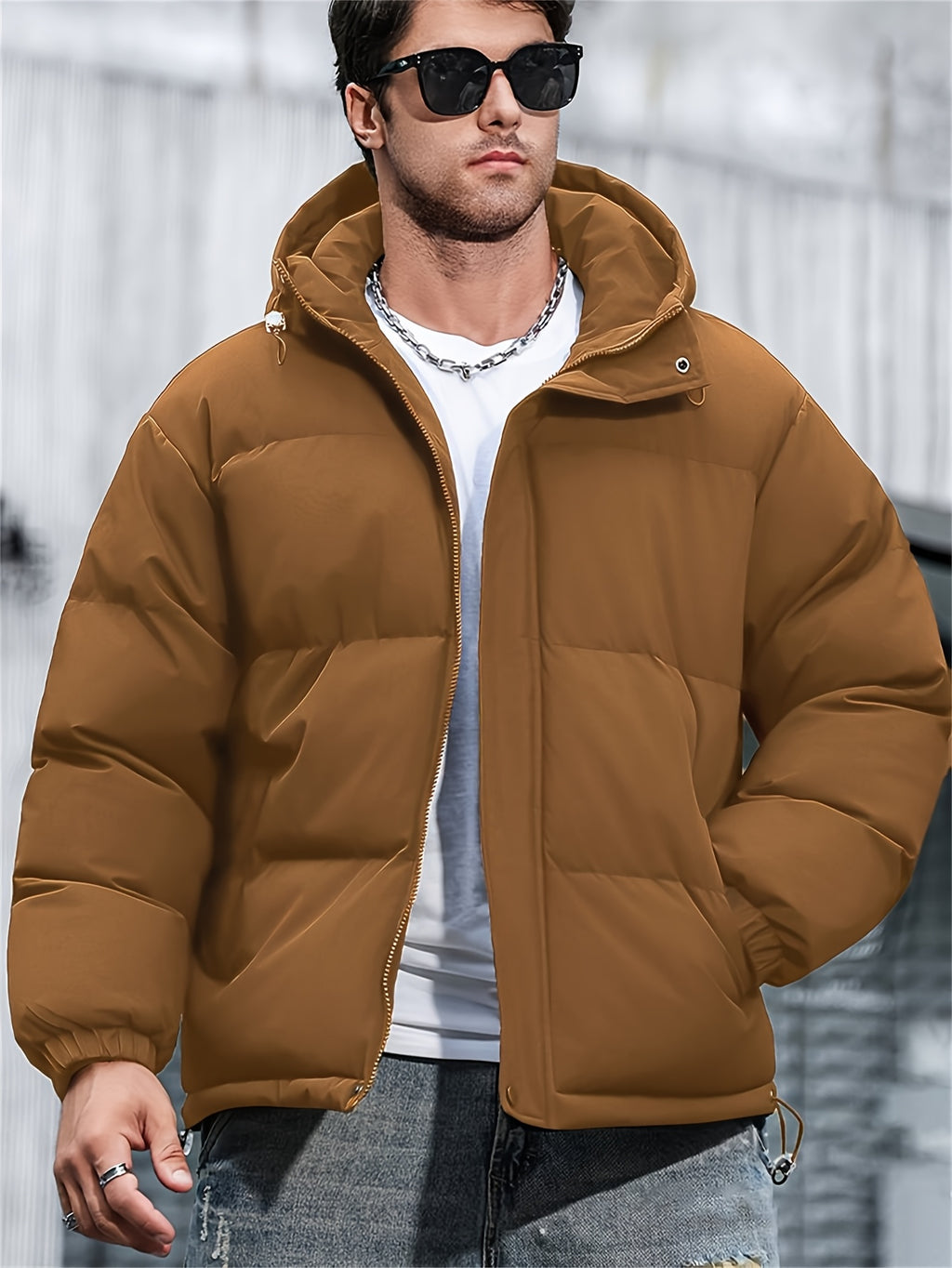 Veste pour homme, coupe-vent, à capuche, zone grise