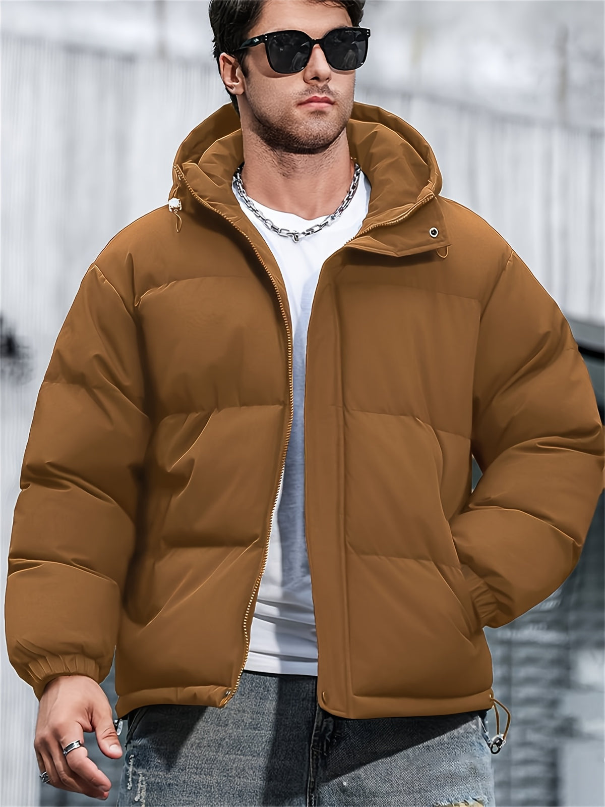 Veste pour homme, coupe-vent, à capuche, zone grise