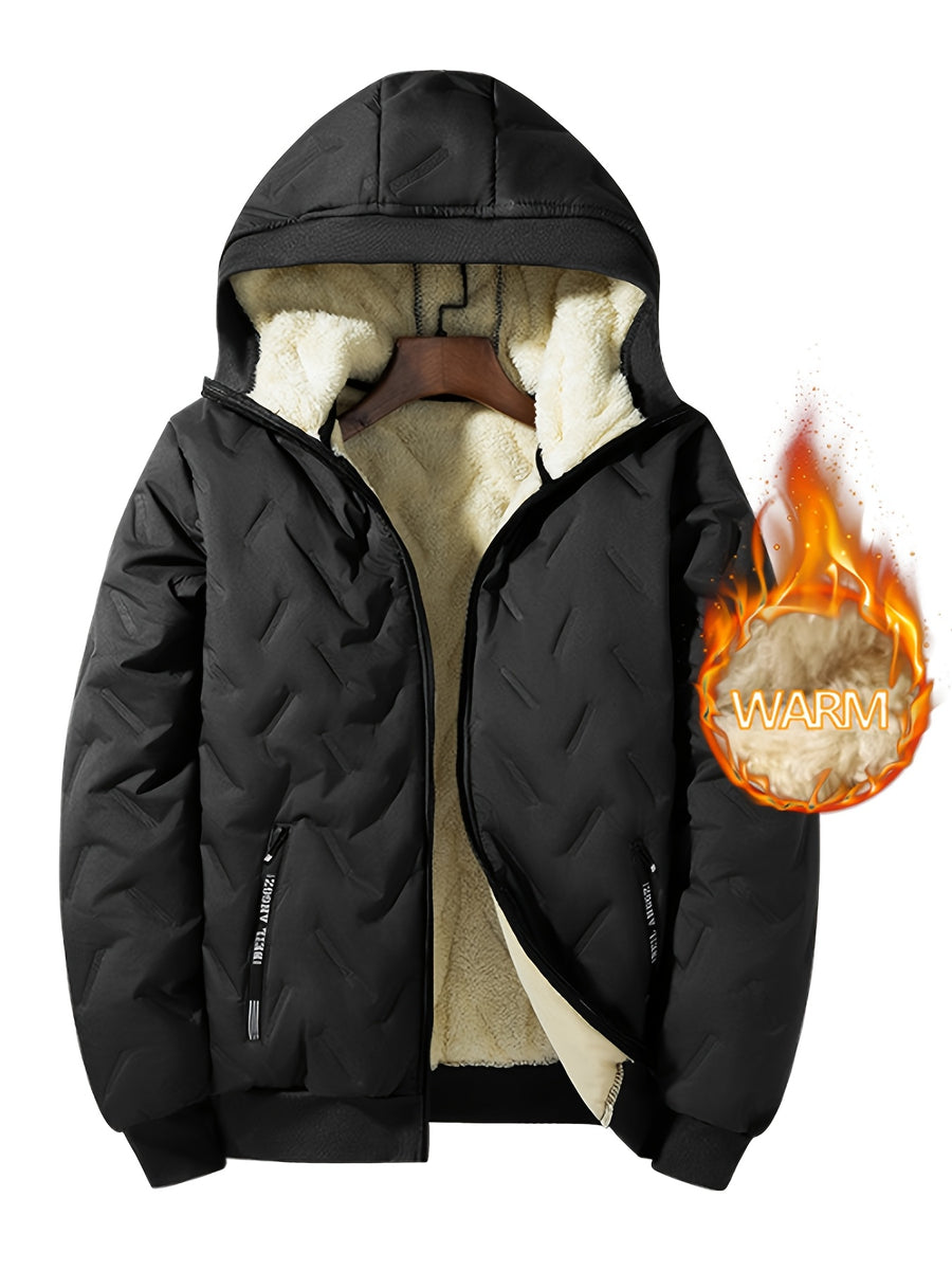 Veste matelassée, polaire, à capuche, fermeture éclair et boutonnage