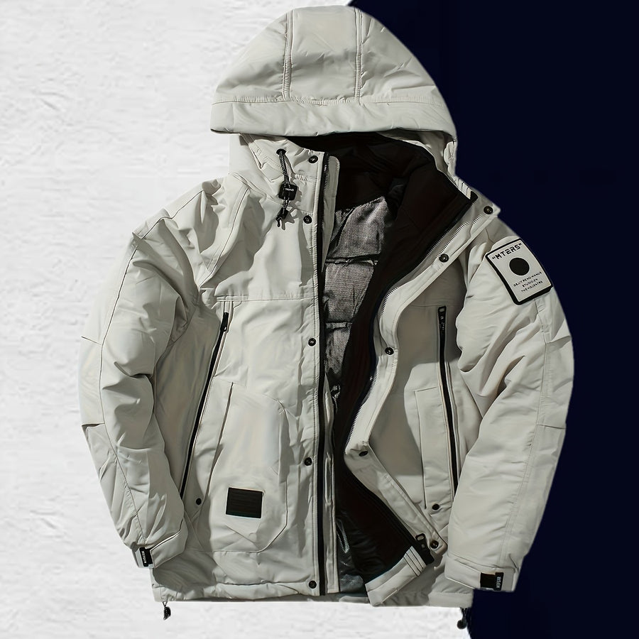 Veste matelassée, coupe-vent, à capuche, blanc ivoire, coloris blanc ivoire, détail