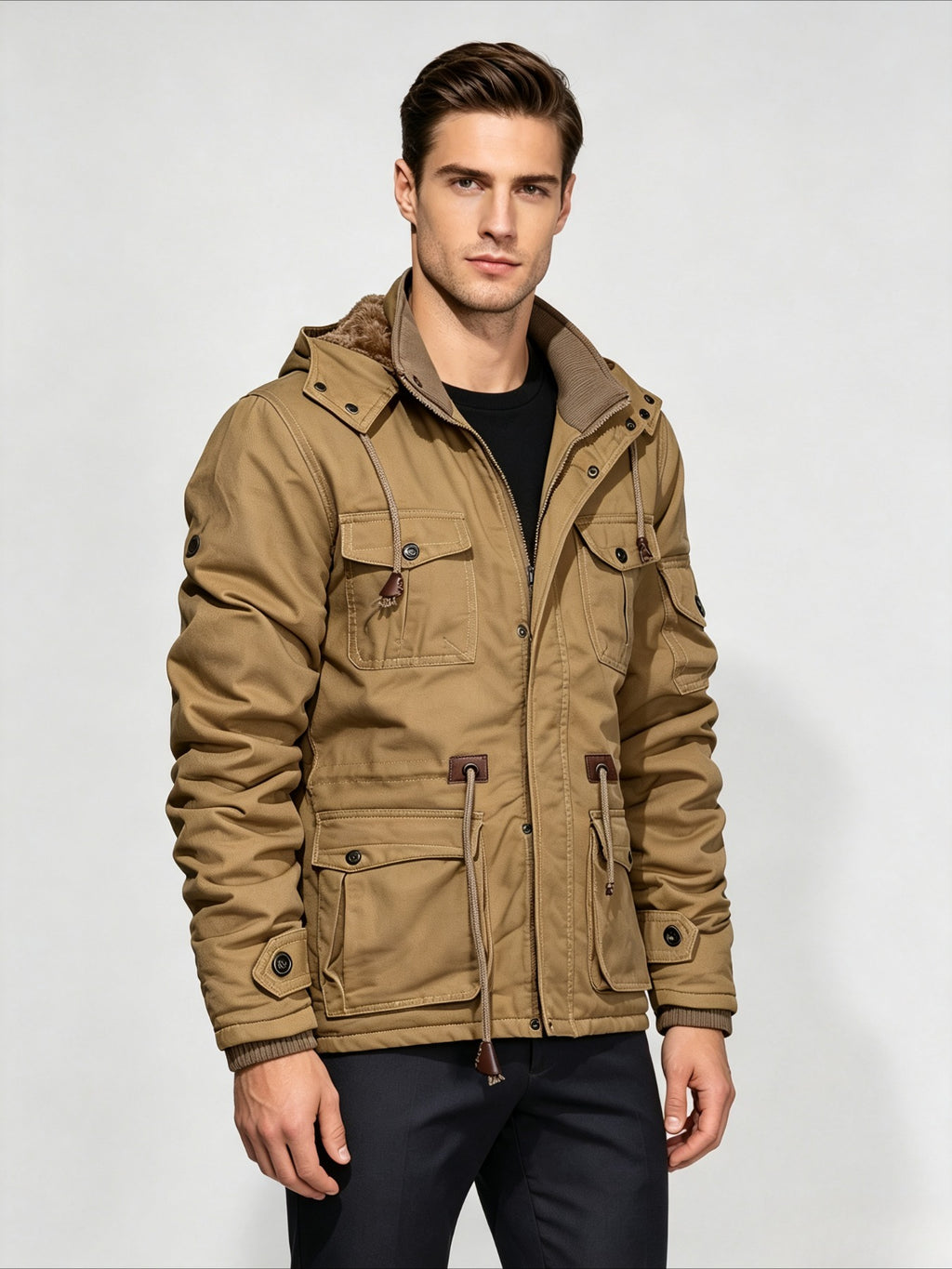 Veste pour homme, à revers, noir