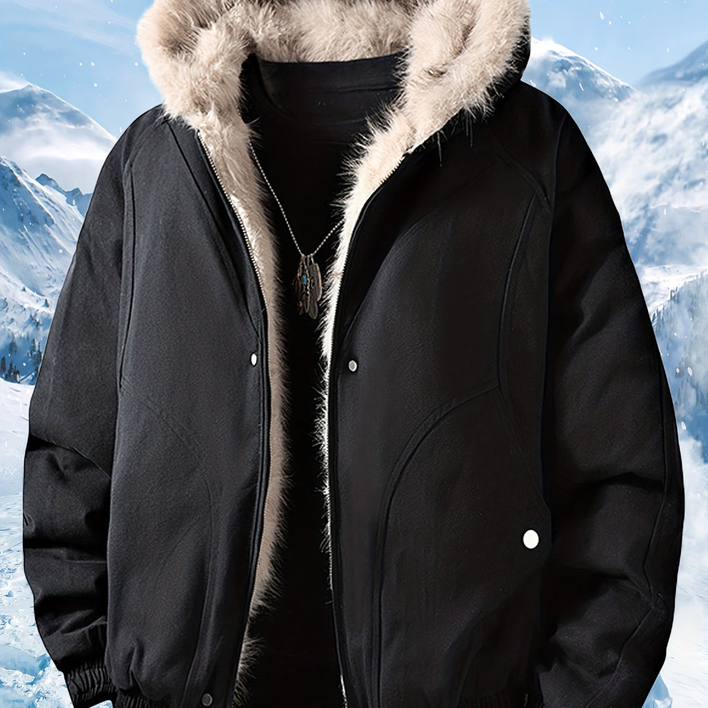 Veste, à capuche, beige, poche, coloris noir
