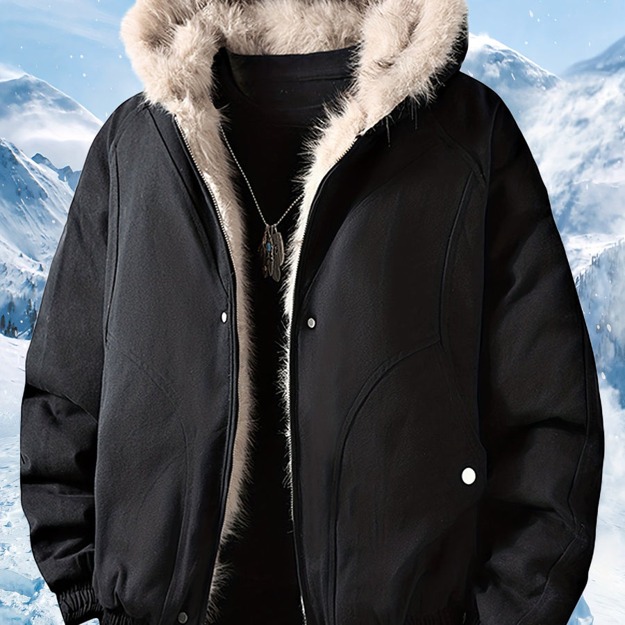 Veste, à capuche, beige, poche, coloris noir