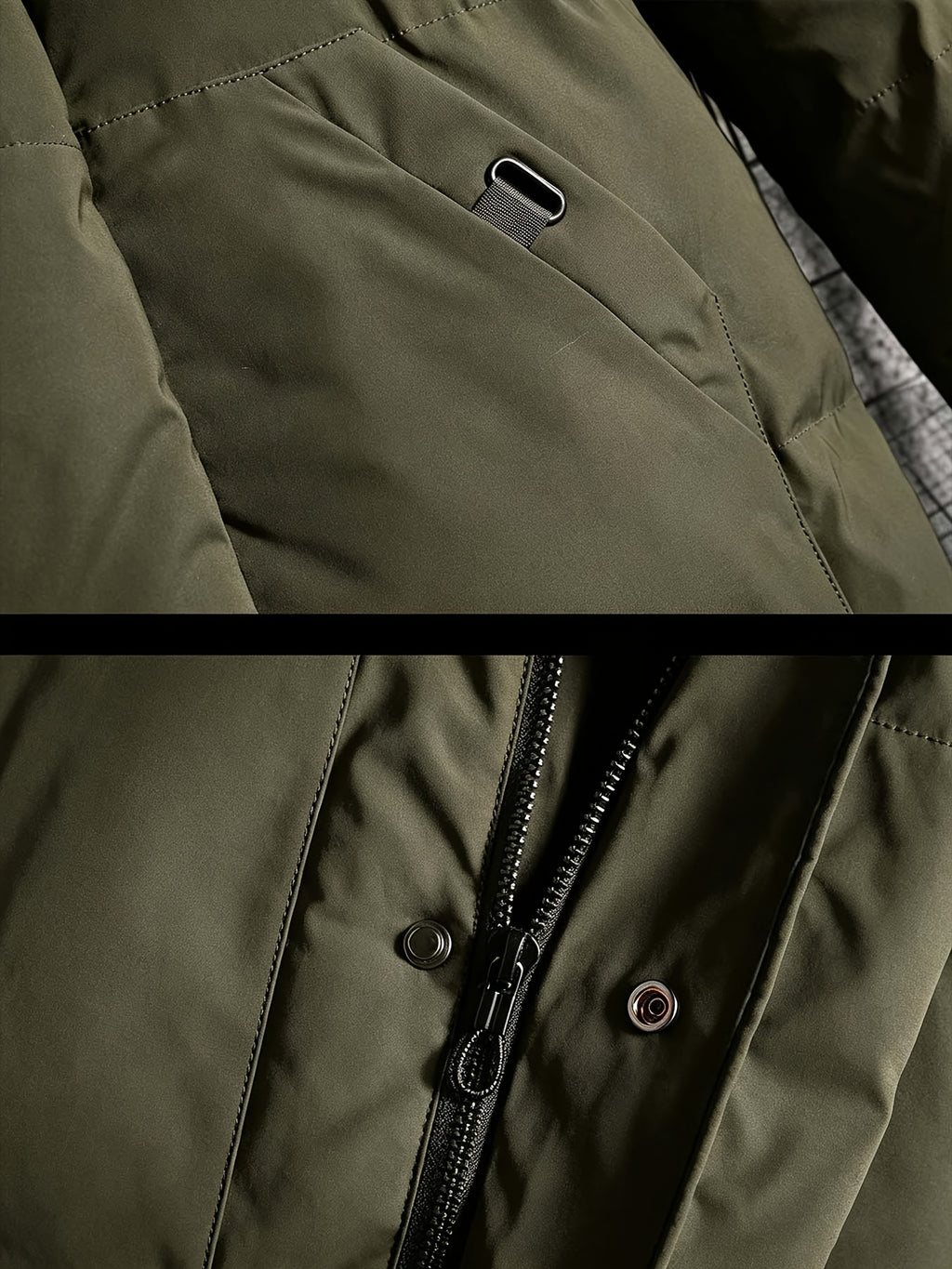 Manteau pour homme, à capuche, vert
