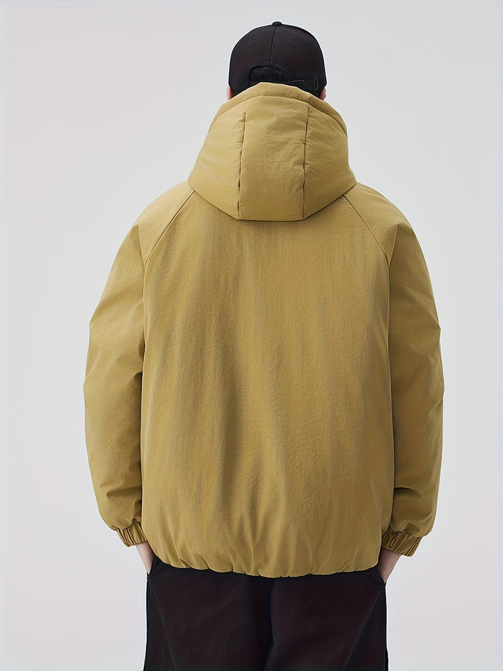 Manteau matelassé pour homme, à capuche, noir