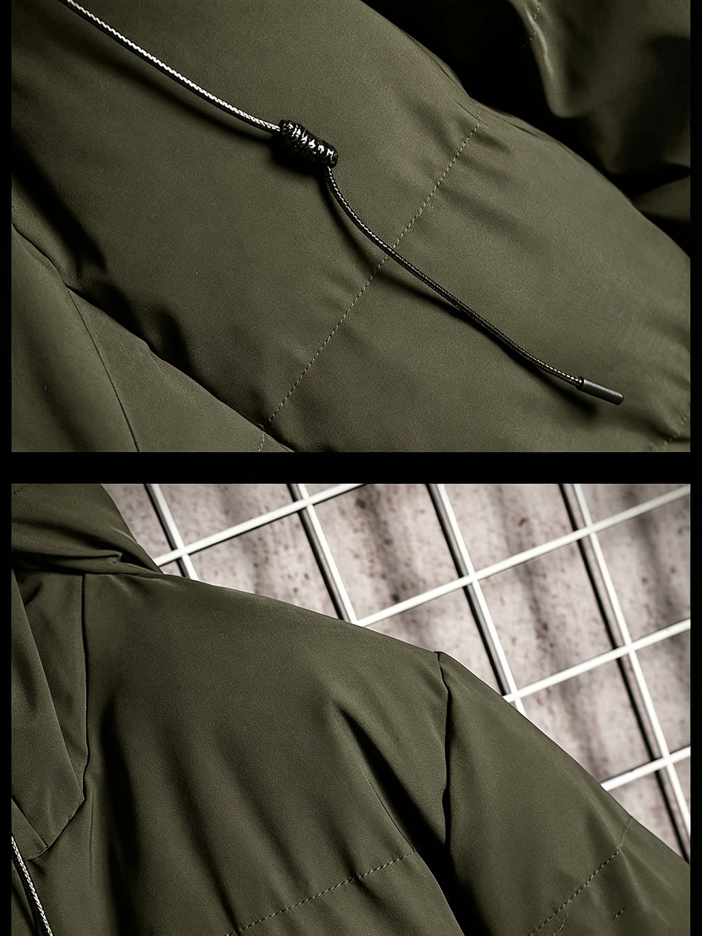 Manteau pour homme, à capuche, vert