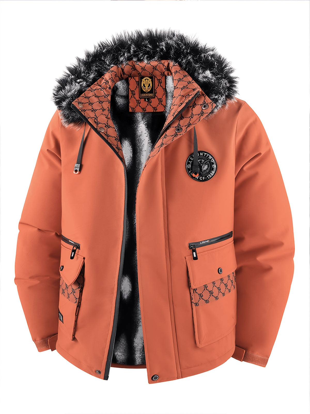Manteau pour homme, à capuche, mandarine