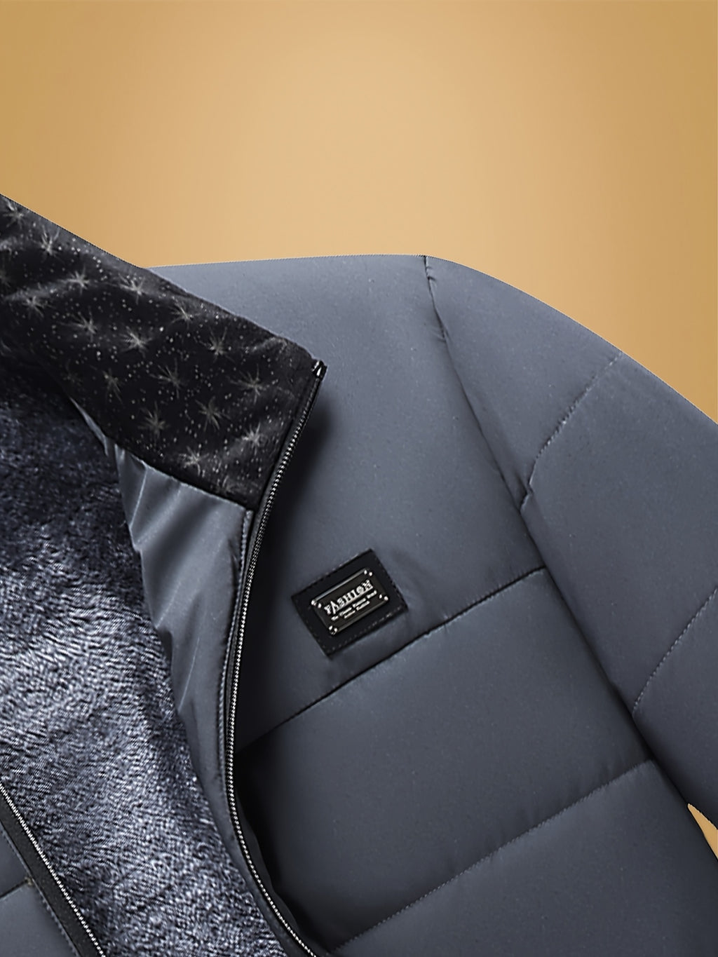 Manteau pour homme, à col montant, noir