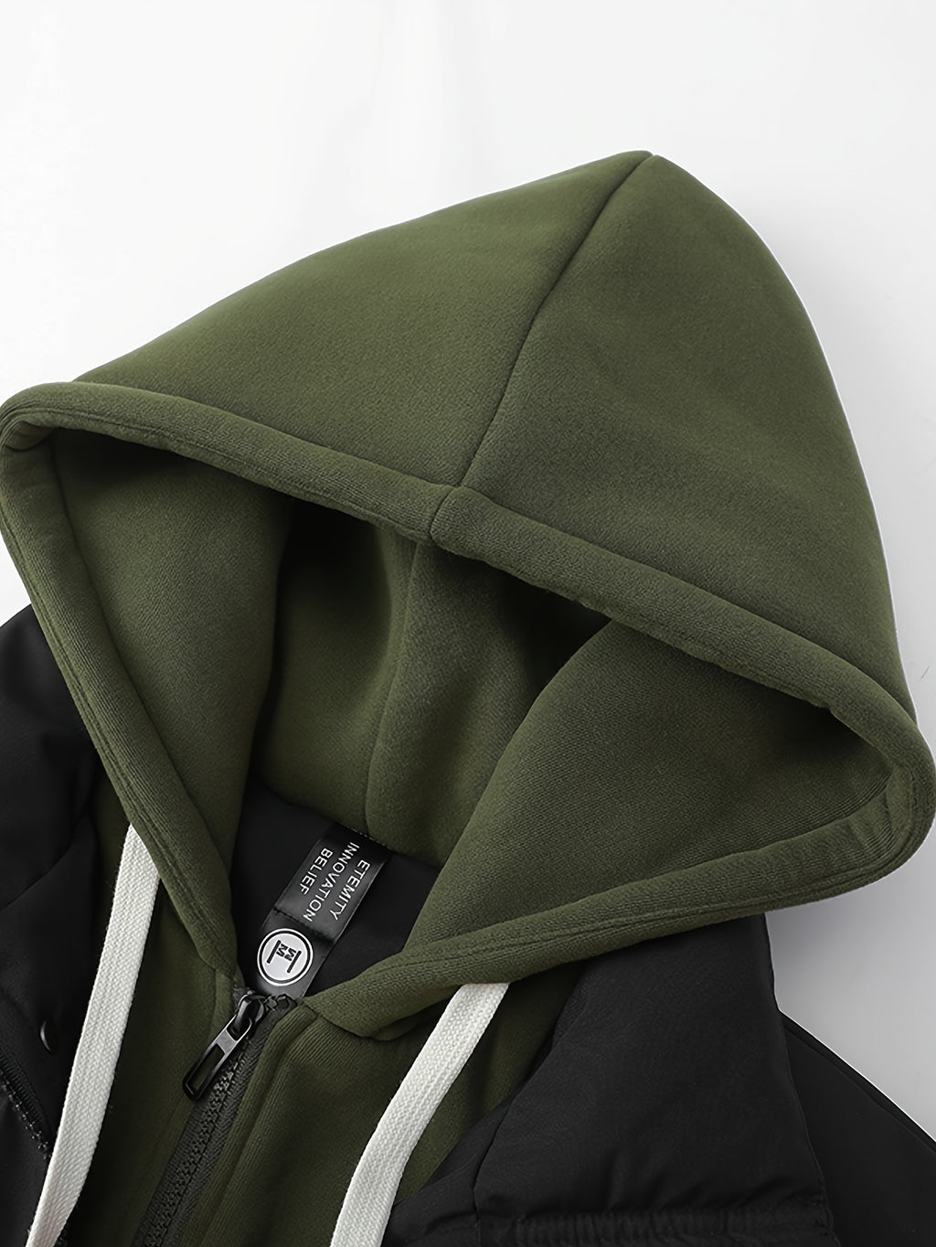 Manteau pour homme, à capuche, kaki foncé