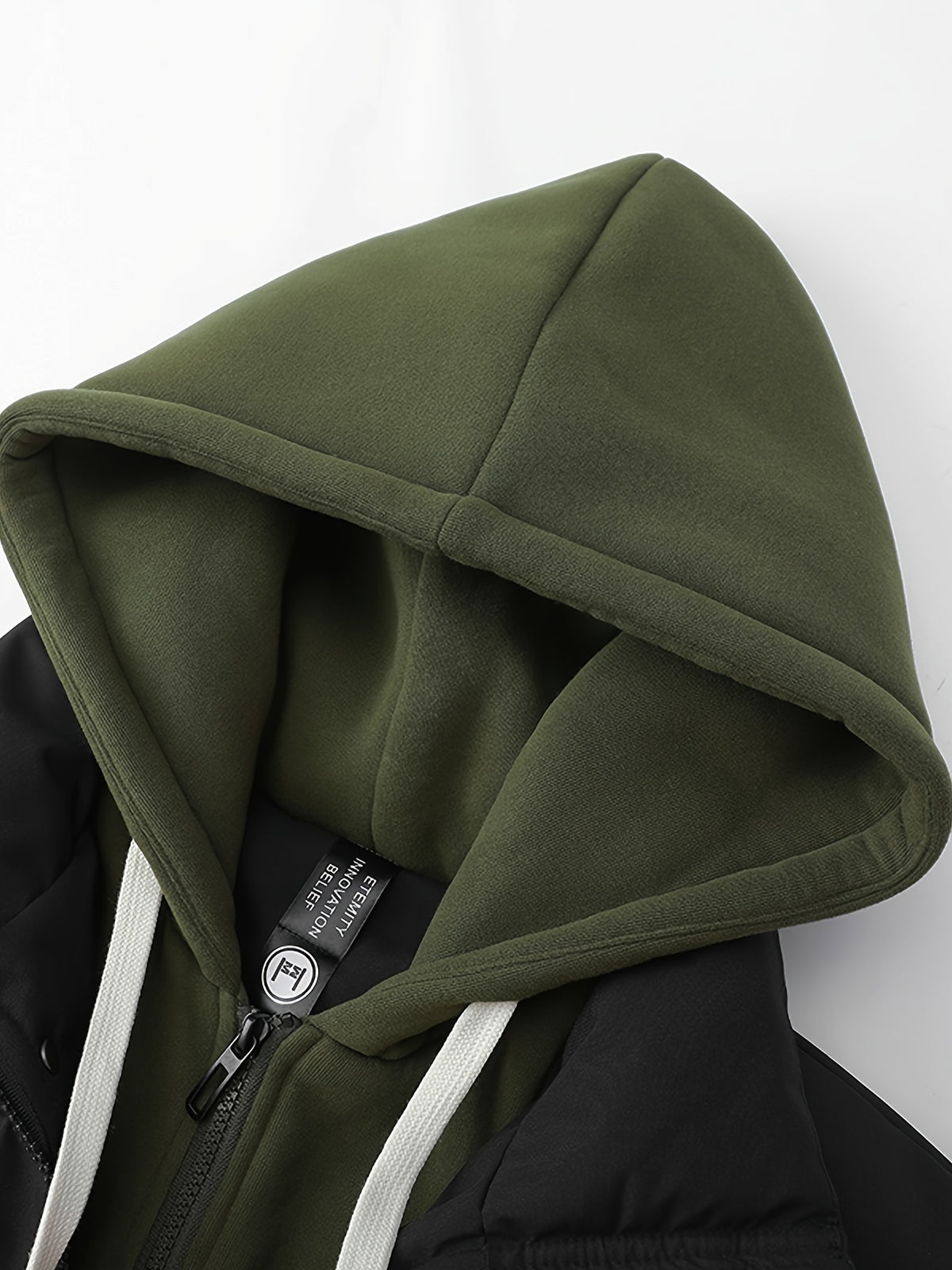 Manteau pour homme, à capuche, kaki foncé