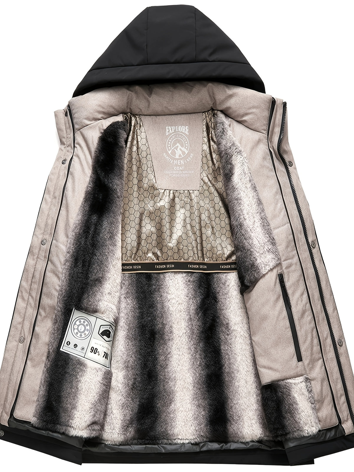 Veste matelassée long pour homme, coupe-vent, à capuche