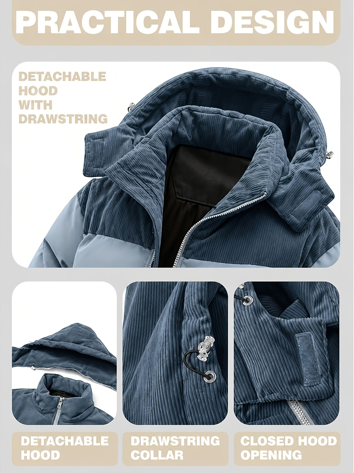 Veste pour homme, patchwork, à capuche