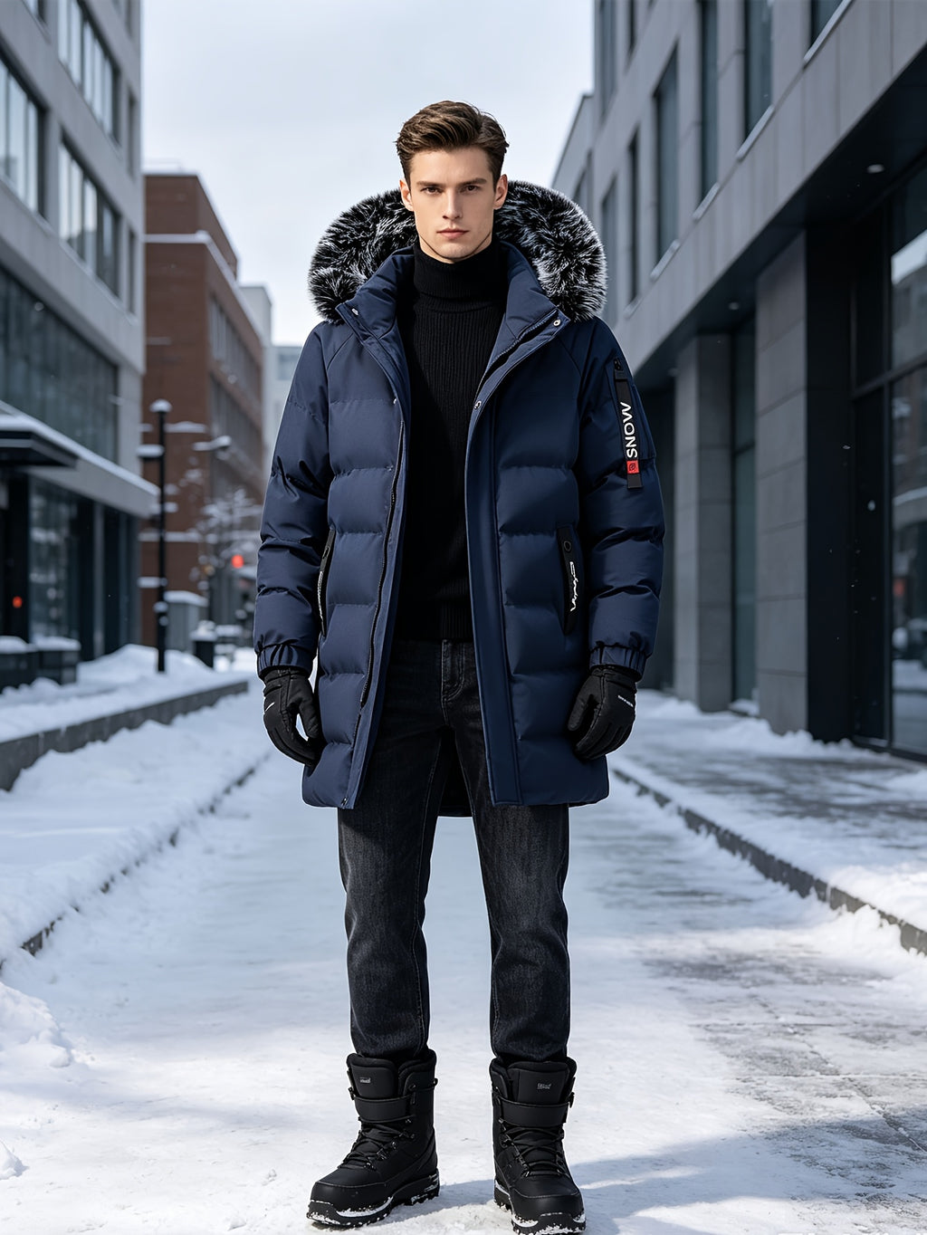 Manteau pour homme, à capuche, vert armée