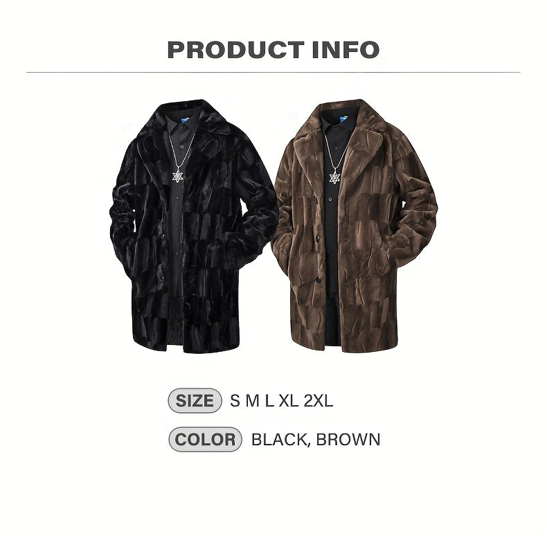 Veste pour homme, polaire, à revers, plaid café