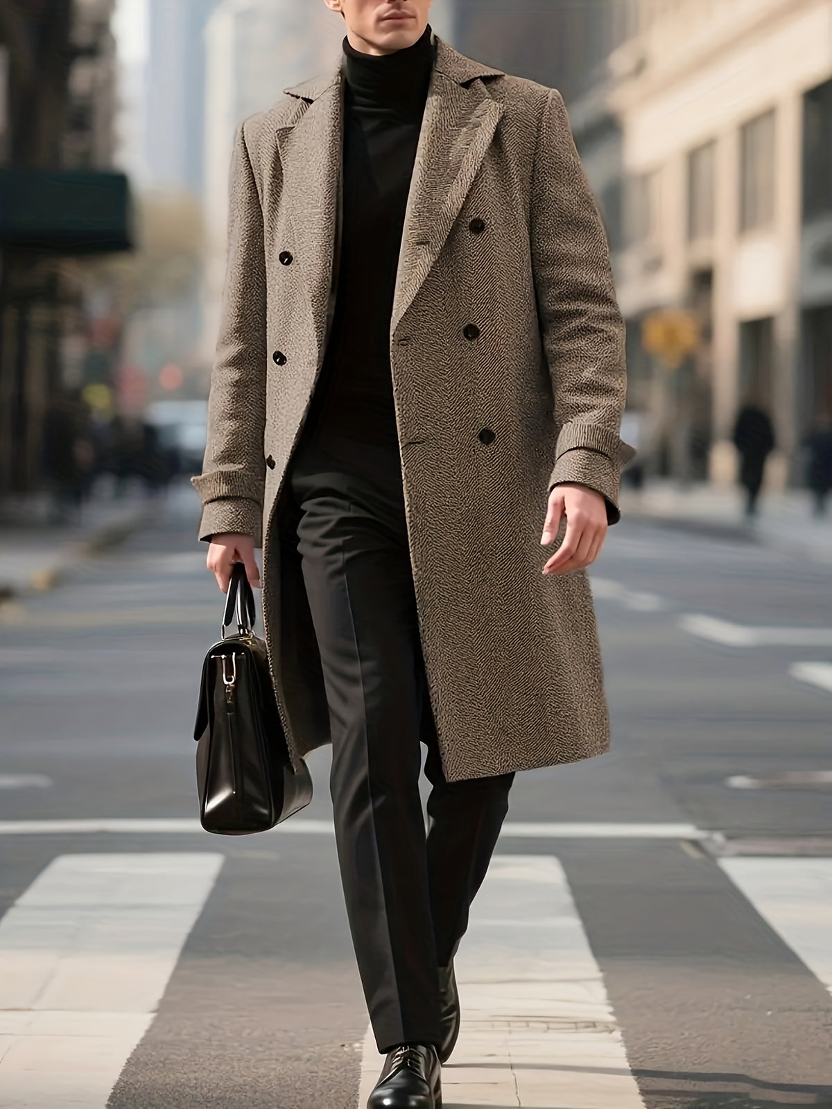 Manteau long pour homme, à revers