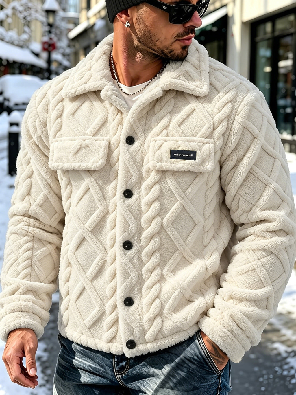 Veste, à col montant, bleu brume, détail du vêtement