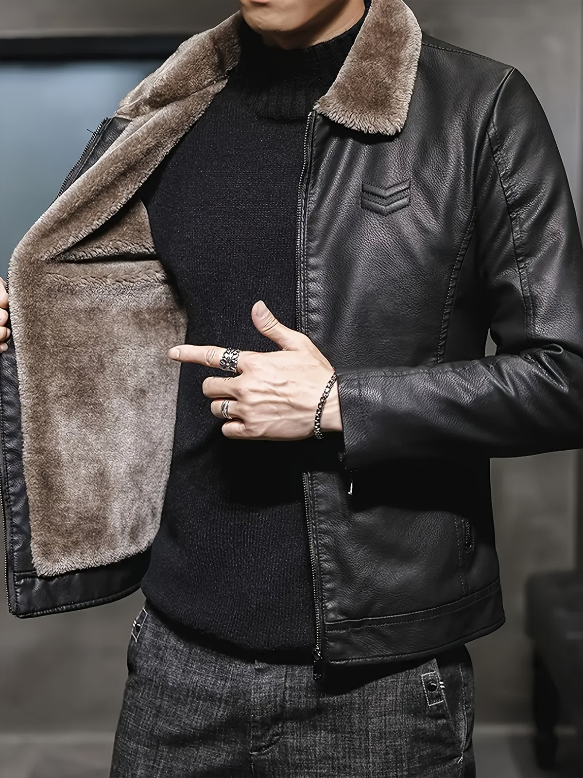 Veste pour homme, à revers, col montant