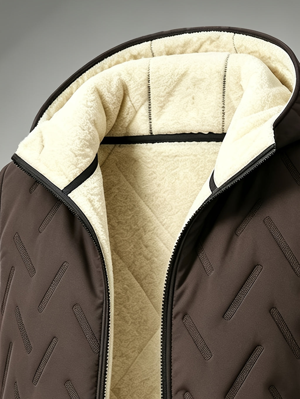 Veste, polaire, à col montant, marron foncé, photo 22