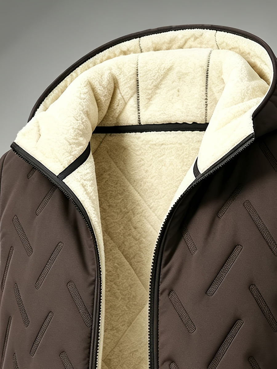 Veste, polaire, à col montant, marron foncé, photo 22