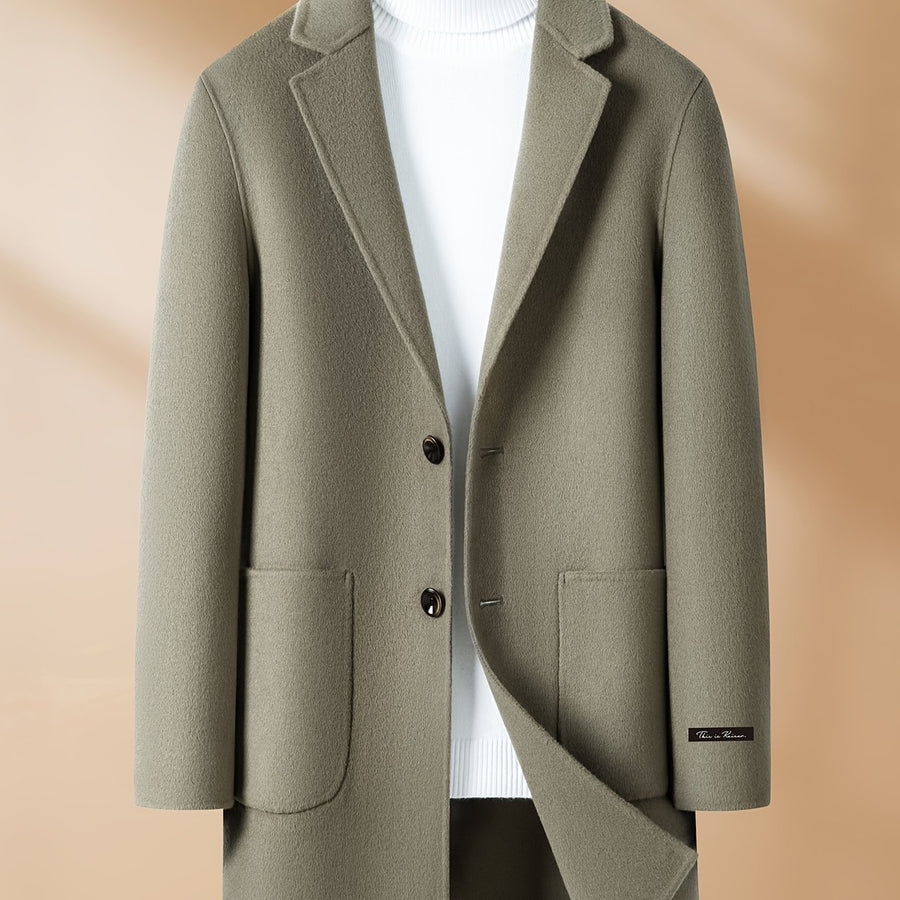 Manteau en laine, 94,1 % laine, à revers, coloris kaki 1