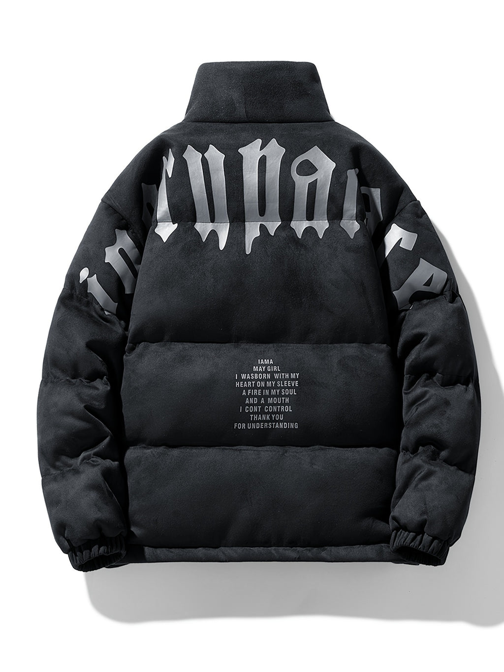 Veste pour homme, à col montant, noir brillant