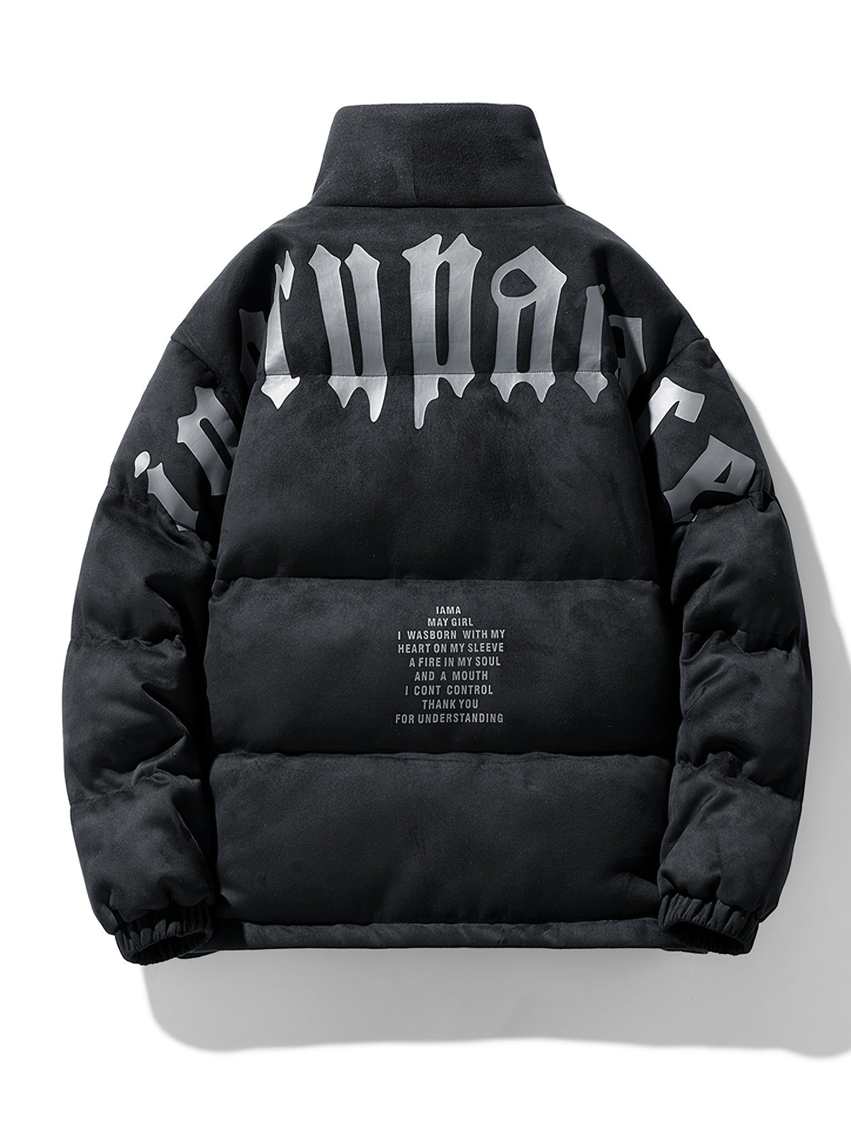 Veste pour homme, à col montant, noir brillant