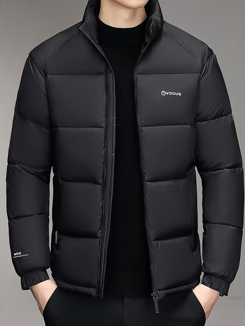 Manteau pour homme, à col montant, kaki
