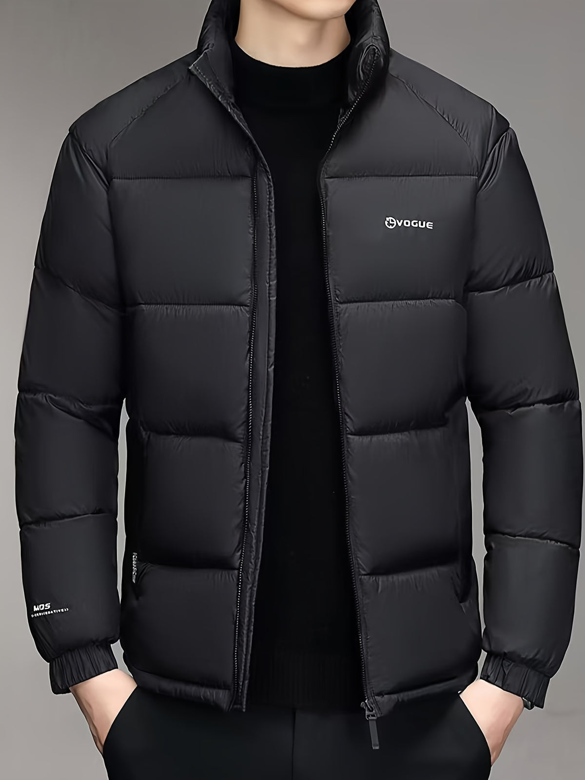 Manteau pour homme, à col montant, kaki