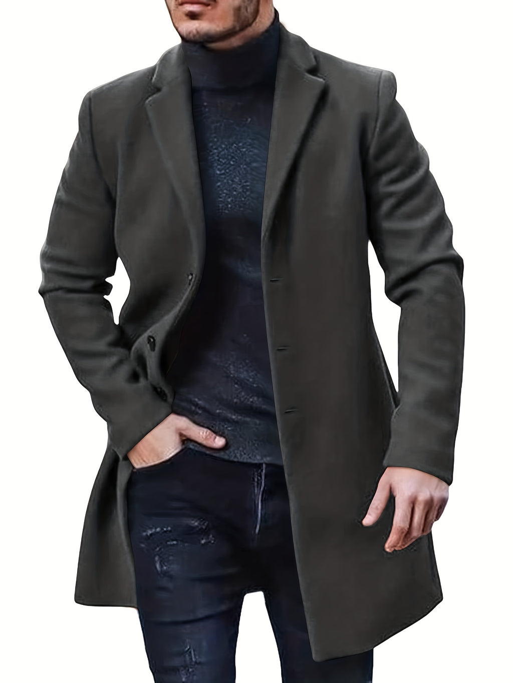 Trench mi-long, à revers, brun jaunâtre, photo 12