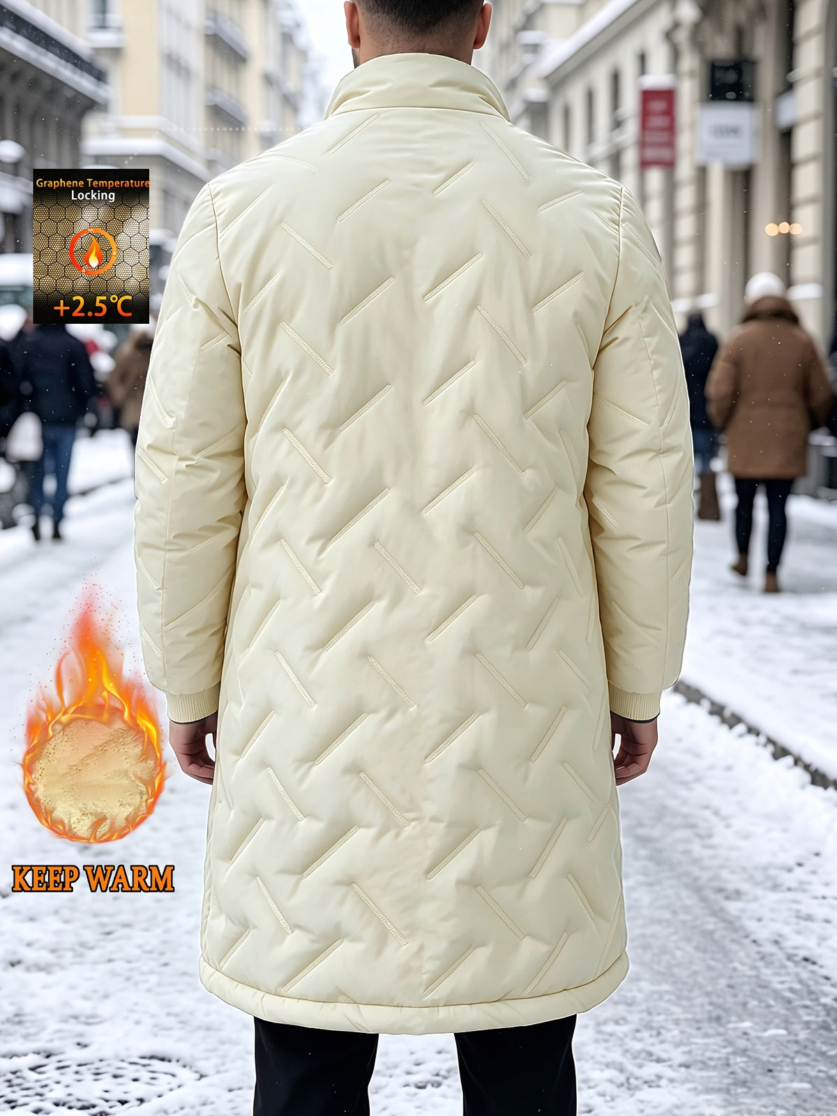 Veste long pour homme, coupe-vent, à col montant