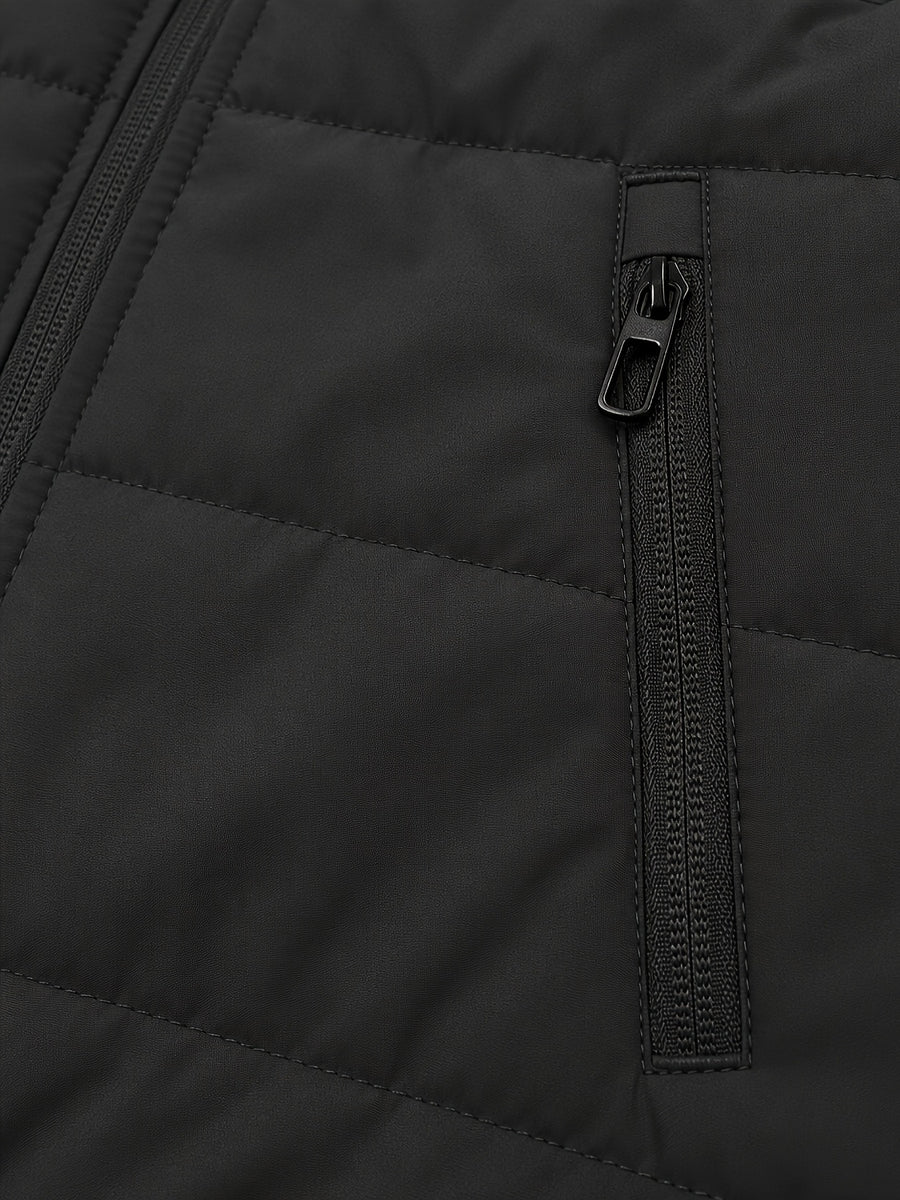 Veste matelassée, coupe-vent, à col montant, col montant, détail du vêtement