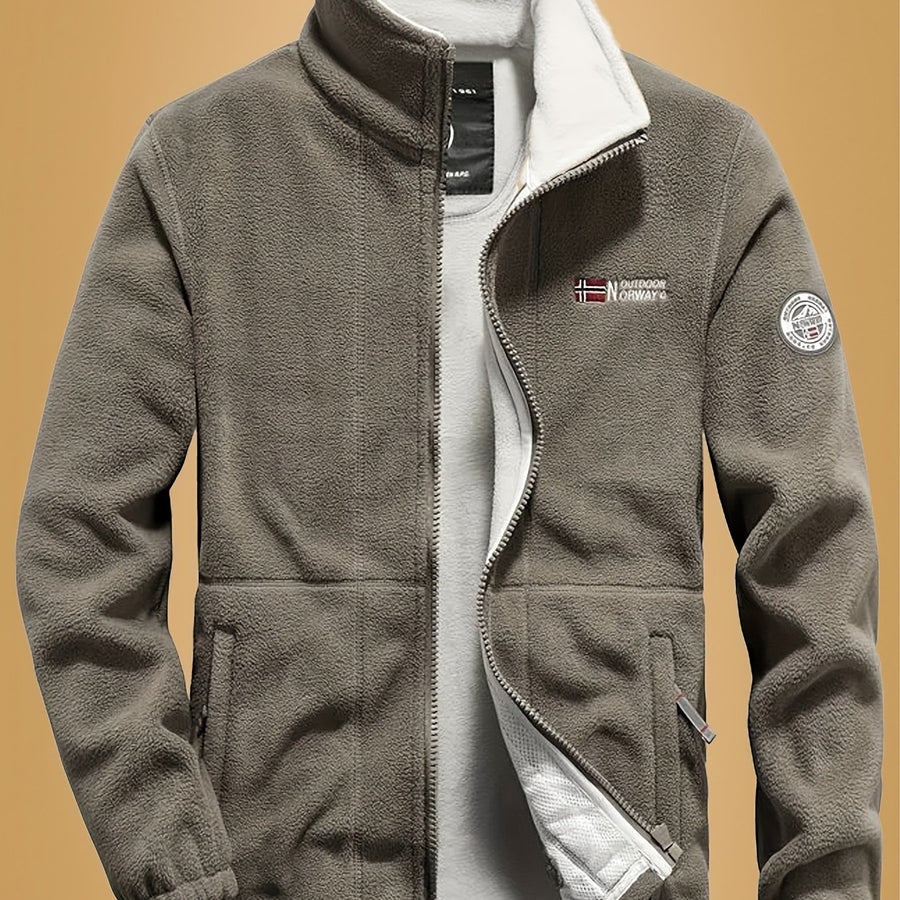 Veste, à col montant, tissu extensible, coloris café