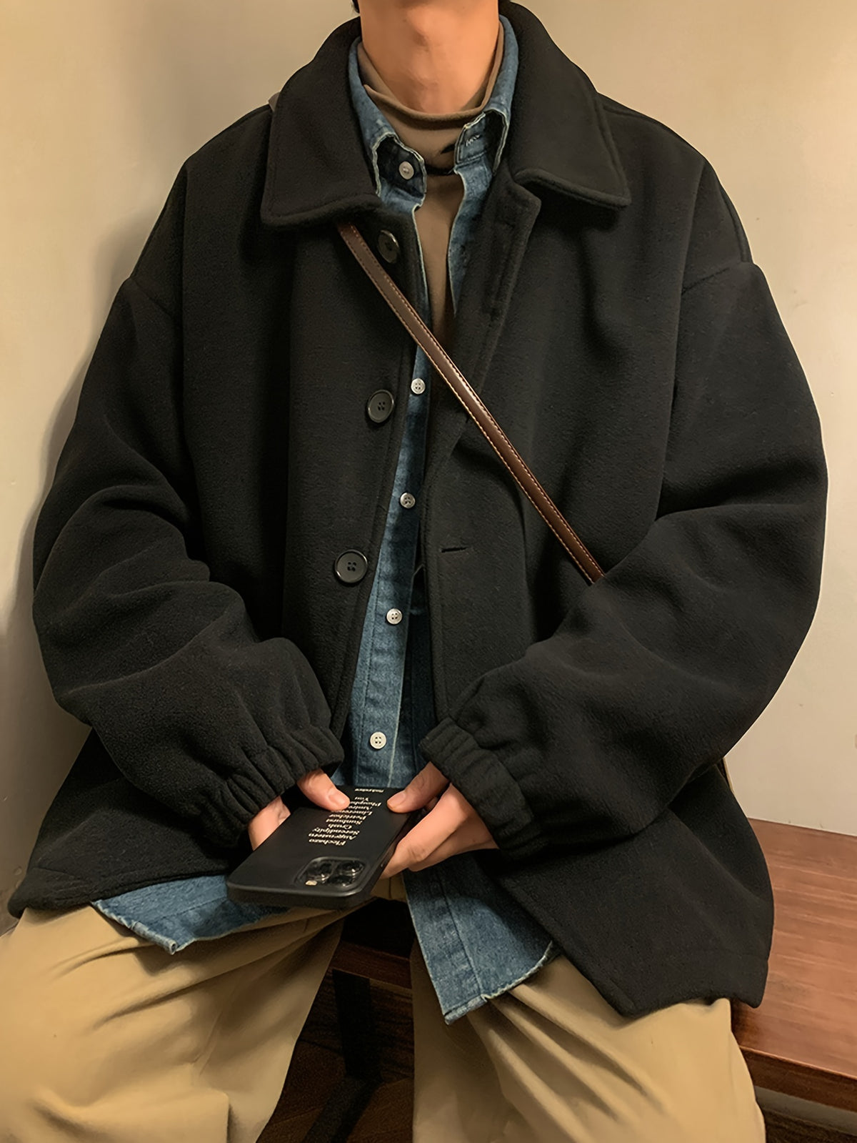 Veste pour homme, à revers, abricot