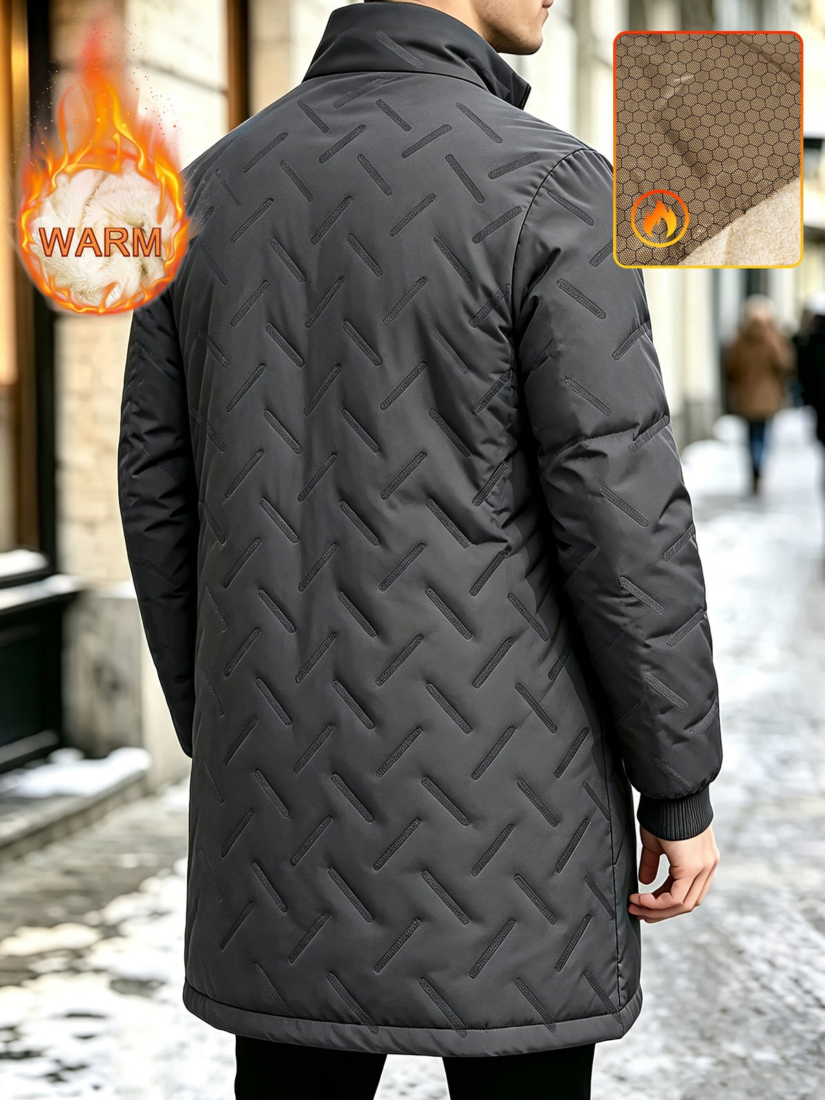 Veste matelassée long pour homme, à col montant