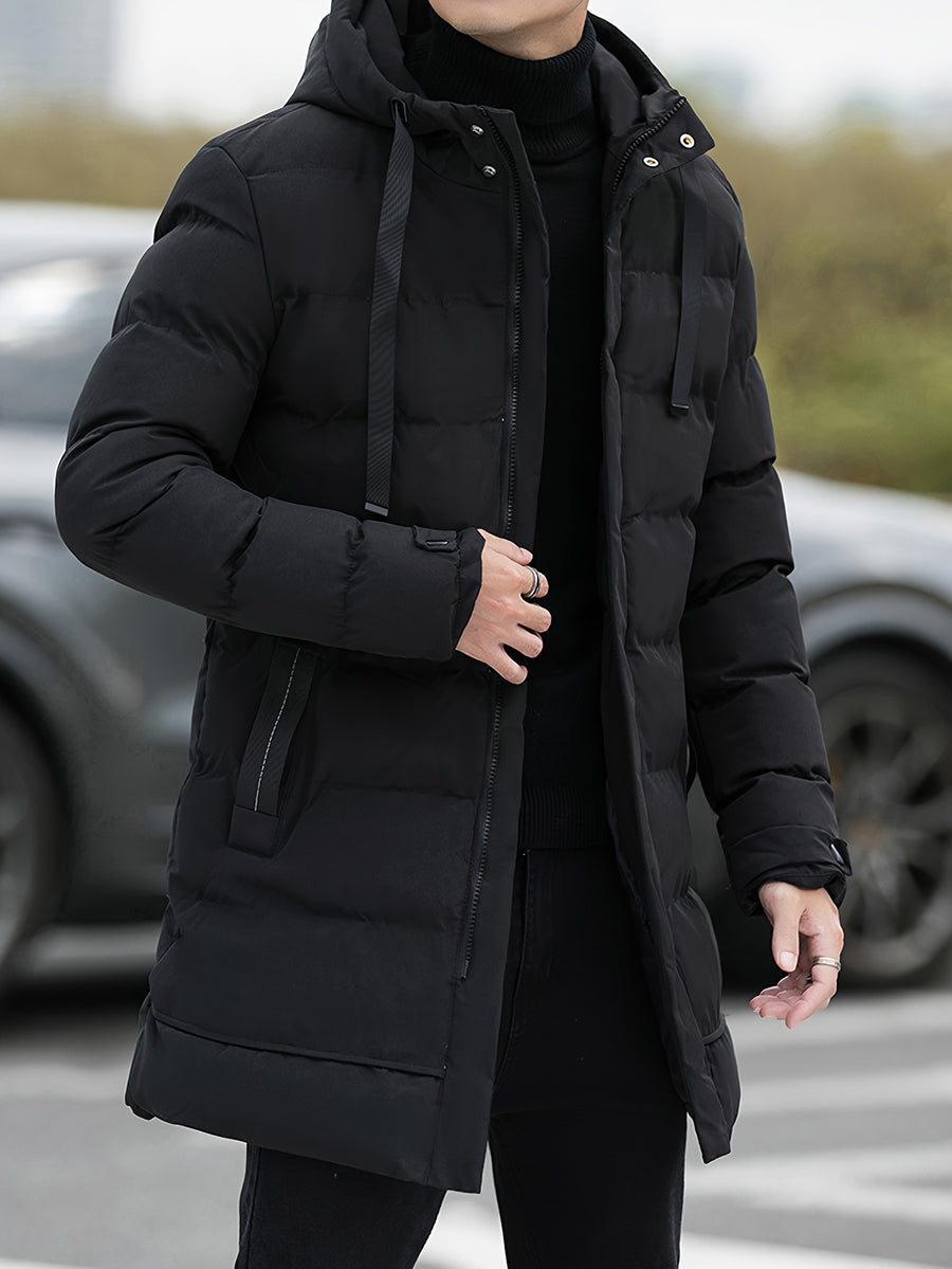 Manteau matelassé, à capuche, étoffe tissée, détail du vêtement