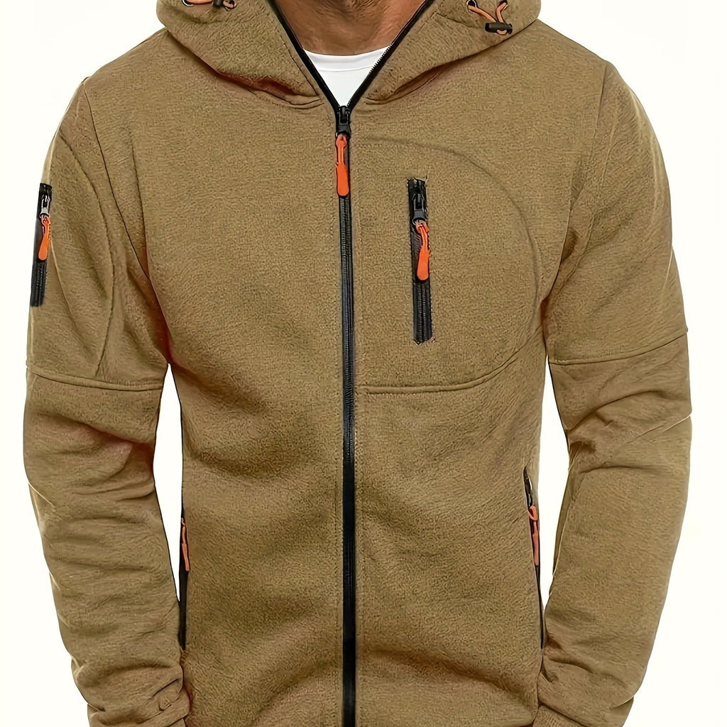 Veste longue, à capuche, coloris kaki
