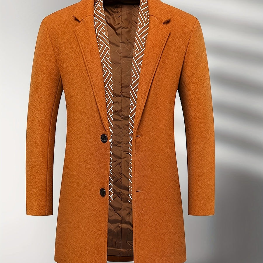 Manteau en laine mi-long, 50 % laine, tweed, coloris orange-rouge