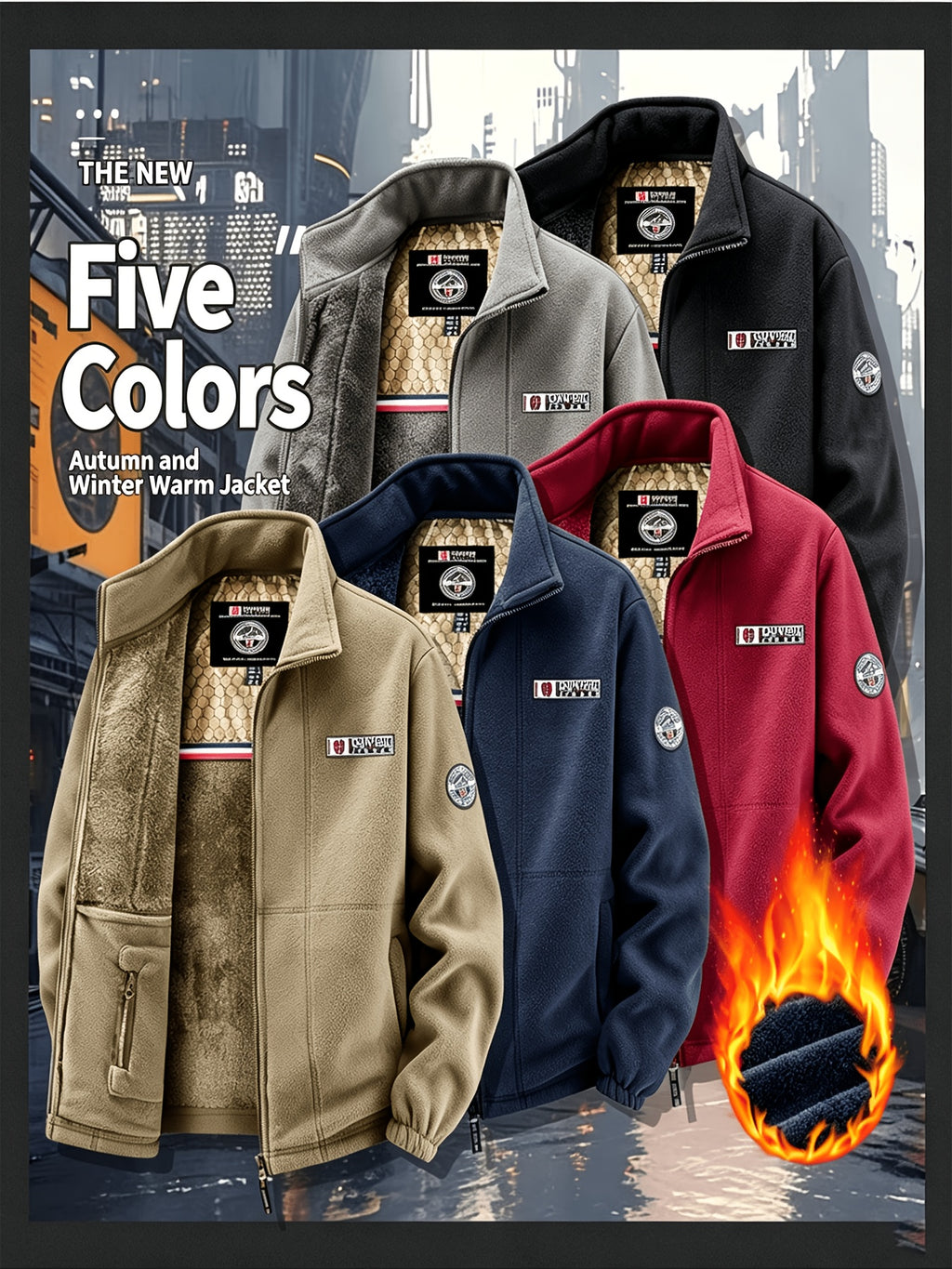 Veste, polaire, à col montant, rouge, photo 15