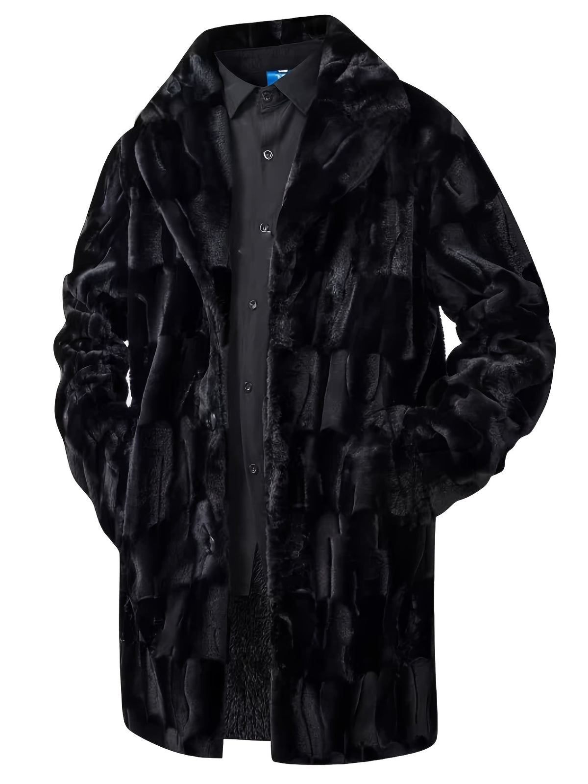 Veste long pour homme, polaire, à revers